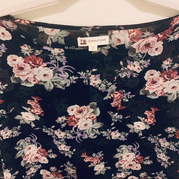 Cotton Candy Sheer boho Floral Crop With Open Back - Picture 5 of 6